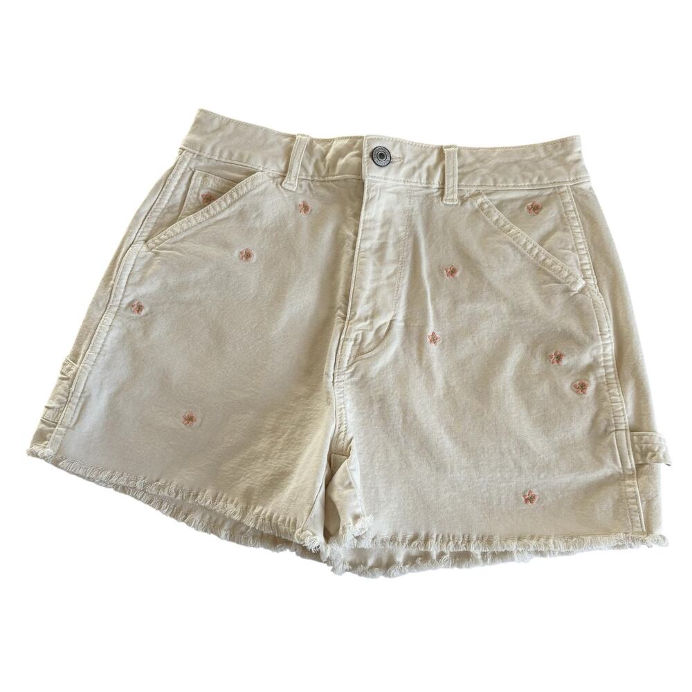 American Eagle Highest Rise 90s Boyfriend Shorts Floral Beige Cargo Size 4